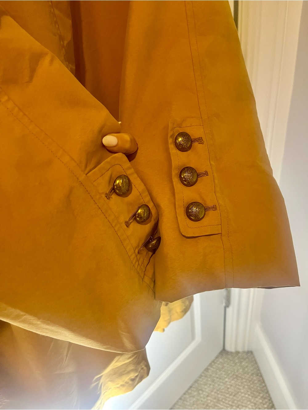 Vintage Burberry Women's Mustard Double-Breasted Trench Coat - size 8 (40) - Picture 6 of 13